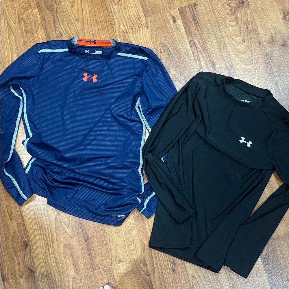 Under Armour Navy and Black Long Sleeve Tops